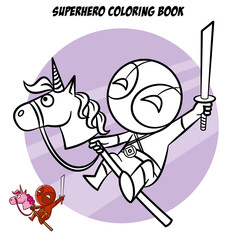 Superhero Coloring Book. Comic character isolated on white background