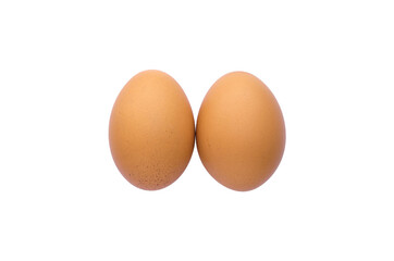 two eggs are stack put on isolated on white.