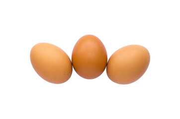 tree eggs are put on isolated on white.