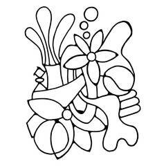 Fototapeta premium Outline abstract art on white background.