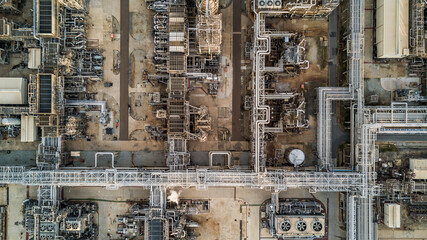 Aerial view oil refinery, refinery plant, refinery factory
