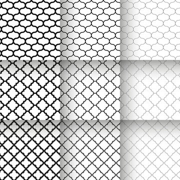 Traditional quatrefoil lattice seamless patterns