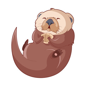Cartoon smiling Otter