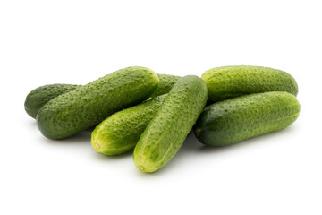 Eco cucumber on white background. Fresh vegetables.