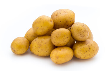 Raw potato isolated on white background.