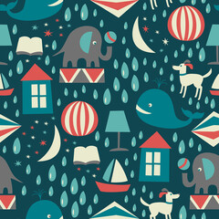 Sweet dreams seamless pattern. Vector illustration.