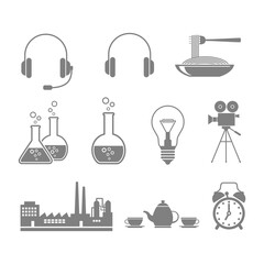 Fototapeta premium Gray icons set on white background