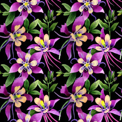 Wildflower orchid flower pattern in a watercolor style isolated.