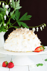 Sponge cake Alaska ice cream and meringues.