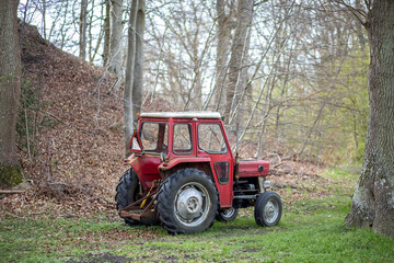 Small red tractor