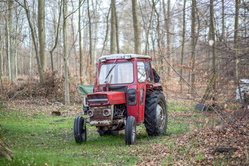 Small red tractor