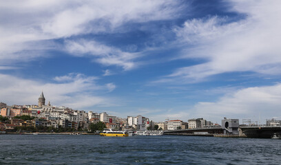 Fototapeta premium Galata Bridge and Galat Tower in Istanbul City