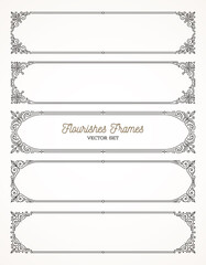 Set of flourishes calligraphic elegant ornamental frames - vector illustration.
