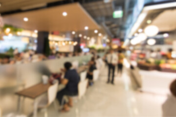 Blurry images of the food center for background design.