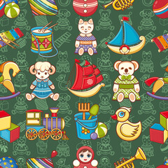 Kid toy seamless pattern. Design element for postcard, banner, flyer