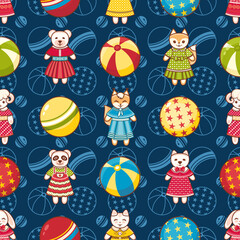 Kid toy seamless pattern. Design element for postcard, banner, flyer