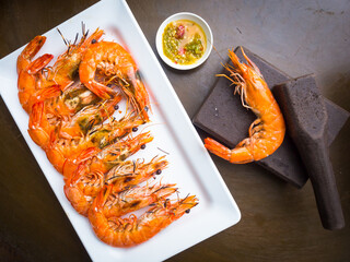 Fresh grilled shrimps