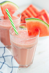 Watermelon milk smoothies. Summer cocktail. Summer drink. Watermelon. Milk.