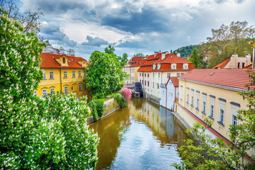 Naklejka premium Certovka River in old Prague, Czech Republic