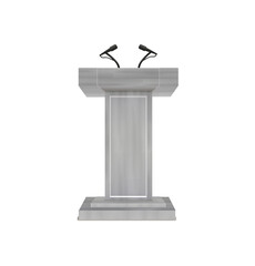 Vector White Podium Tribune Rostrum Stand with Microphones Isolated