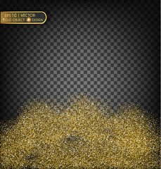 Gold sparkles on a transparent background. Gold background with sparkles