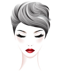 women shot hair style and make up face on white background, vector