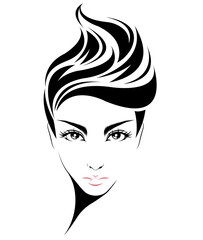 women short hair style icon, logo women on white background