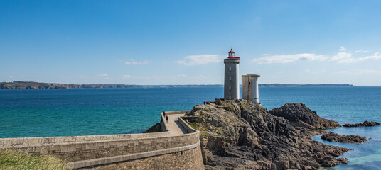Petit Minou Lighthouse. Plougonvelin, Brittany, France - obrazy, fototapety, plakaty