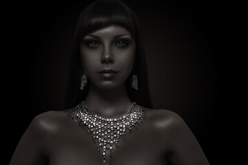 Fashion portrait of beautiful woman with necklace