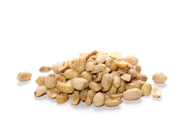 pile salted fried peanut isolated on white