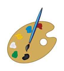 Tavolozza con pennello per pittura vettoriale