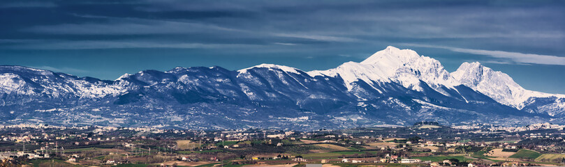 Silhouette of the Gran Sasso in Abruzzo resembling the profile of the Sleeping Beauty