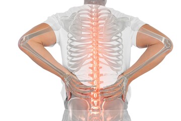 Digital composite of highlighted spine of man with back pain - Powered by Adobe