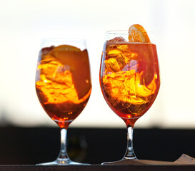 Two glasses of spritz cocktail