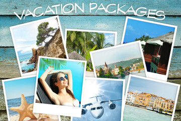 Vacation packages concept. Collage for travel theme © Africa Studio