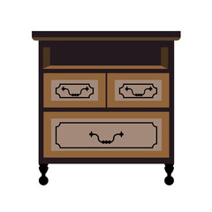 Chest of drawers retro furniture piece vector flat icon