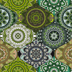 Patchwork pattern. Vintage decorative elements. Hand drawn background. Islam, Arabic, Indian, ottoman motifs. Perfect for printing on fabric or paper.