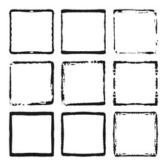 Vector set of black frames. Grunge style design