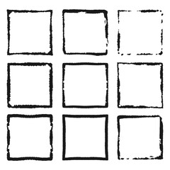 Vector set of black frames. Grunge style design
