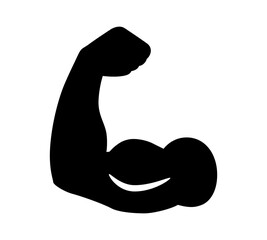Flexing bicep muscle strength or arm workout flat vector icon for exercise apps and websites - obrazy, fototapety, plakaty
