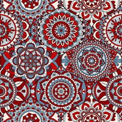 Patchwork pattern. Vintage decorative elements. Hand drawn background. Islam, Arabic, Indian, ottoman motifs. Perfect for printing on fabric or paper.