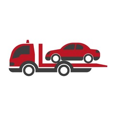 Fototapeta premium Car transportation logistics truck or evacuation tow loader vector flat isolated icon