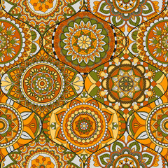Patchwork pattern. Vintage decorative elements. Hand drawn background. Islam, Arabic, Indian, ottoman motifs. Perfect for printing on fabric or paper.