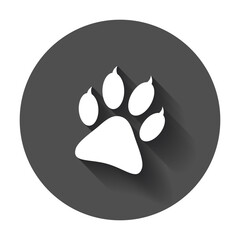 Obraz premium Paw print icon vector illustration. Dog, cat, bear paw symbol flat pictogram with long shadow.