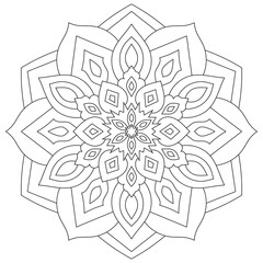 Fototapeta premium Floral mandala with leaves and hearts on a white background.