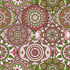 Patchwork pattern. Vintage decorative elements. Hand drawn background. Islam, Arabic, Indian, ottoman motifs. Perfect for printing on fabric or paper.