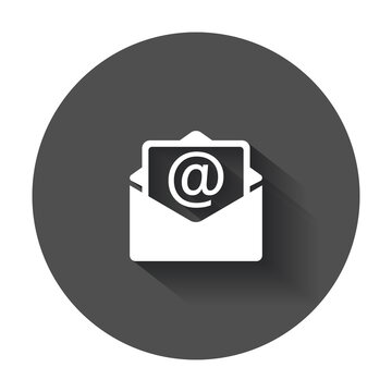 Mail envelope icon vector. Symbols of email flat vector illustration with long shadow.