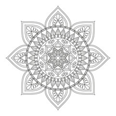 Flower Mandala. Vintage decorative elements. Oriental pattern, vector illustration. Islam, Arabic, Indian, moroccan,spain, turkish, pakistan, chinese, mystic, ottoman motifs. Coloring book page