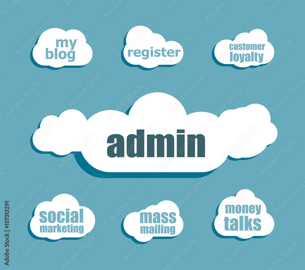 Aufkleber admin words. security concept . design with abstract speech bubble set