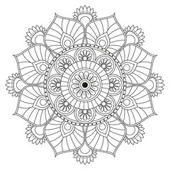 Fototapeta premium Flower Mandala. Vintage decorative elements. Oriental pattern, vector illustration. Islam, Arabic, Indian, moroccan,spain, turkish, pakistan, chinese, mystic, ottoman motifs. Coloring book page